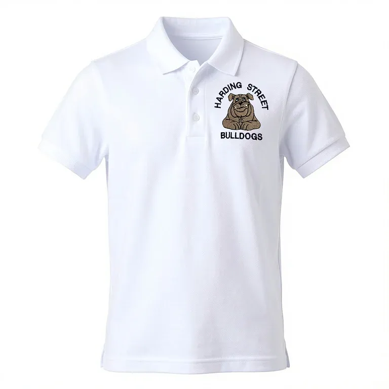 Harding Street Elementary White Polo Shirt with embroidered school logo