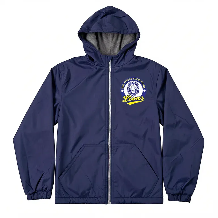 59th Street Elementary Navy Nylon Jacket with embroidered school logo