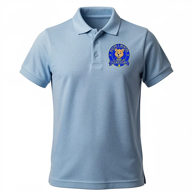 Bunche Elementary Light Blue Polo Shirt with embroidered school logo
