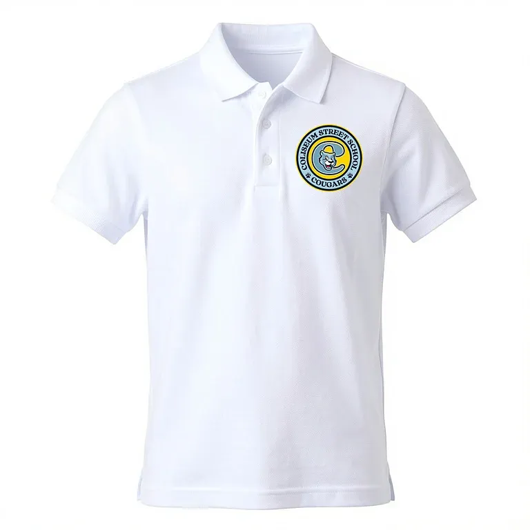 Coliseum St Elementary White Polo Shirt with embroidered school logo