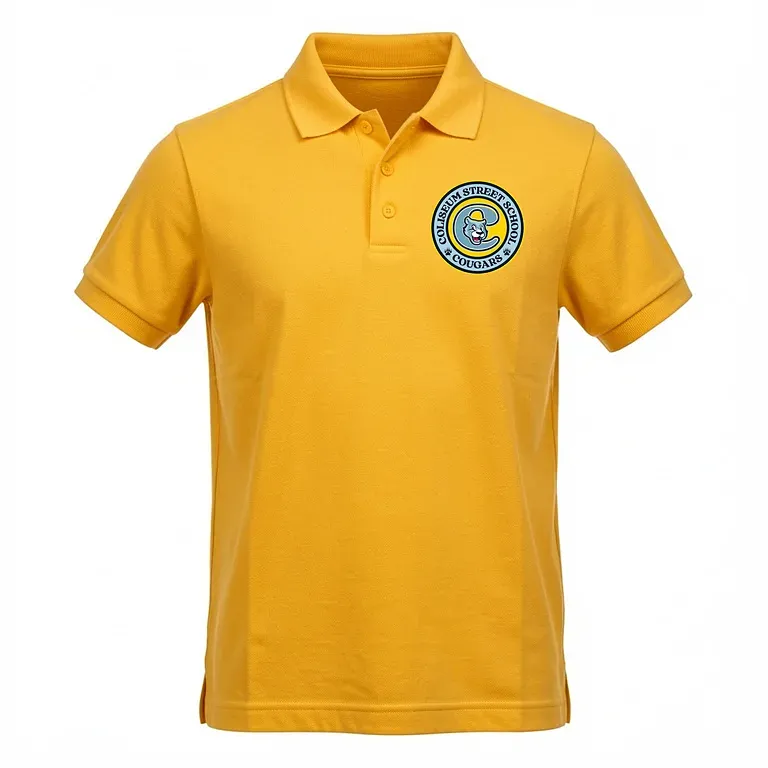Coliseum St Elementary Gold Polo Shirt with embroidered school logo