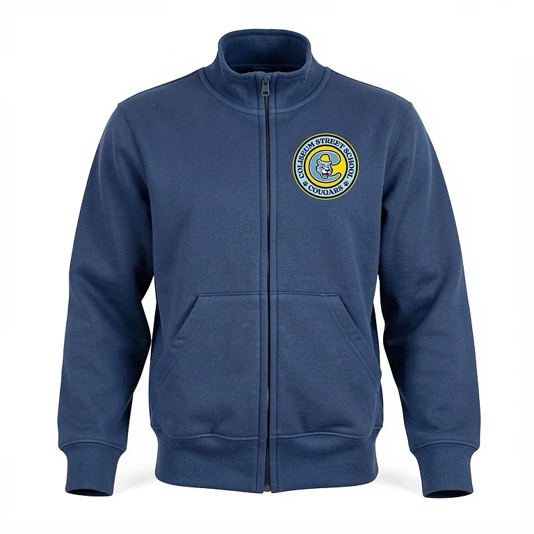 Coliseum St Elementary Navy Full Zip Sweatshirt (no Hood) with embroidered school logo