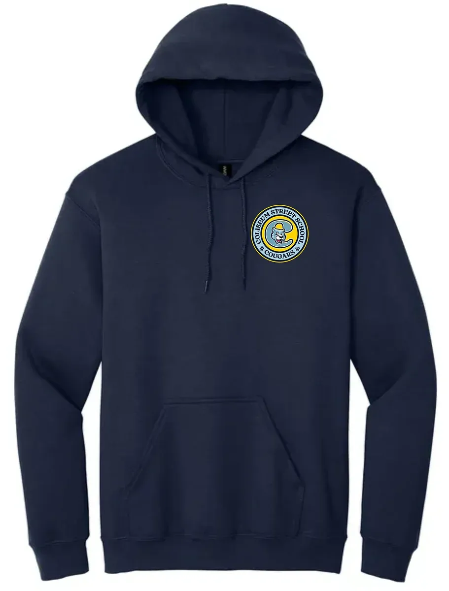 Coliseum St Elementary Navy Hooded Sweatshirt with embroidered school logo