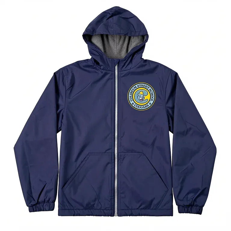 Coliseum St Elementary Navy Nylon Jacket with embroidered school logo