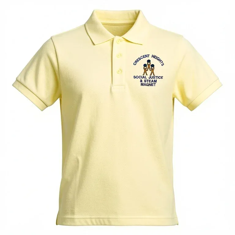 Crescent Heights Elementary School Light Yellow Polo Shirt with embroidered school logo