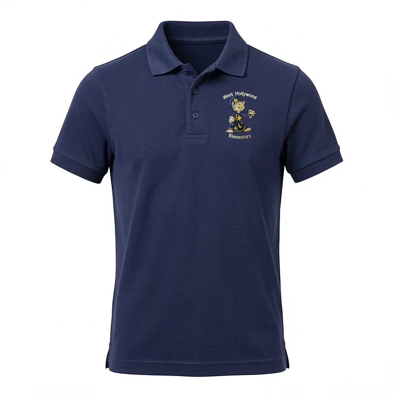 West Hollywood Elementary Navy Polo Shirt with embroidered school logo
