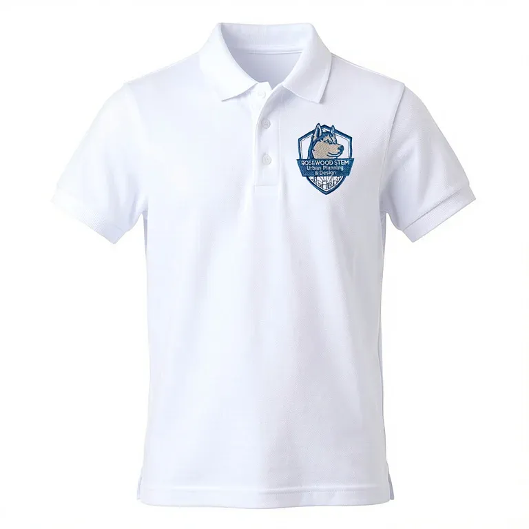 Rosewood Stem Magnet White Polo Shirt with embroidered school logo