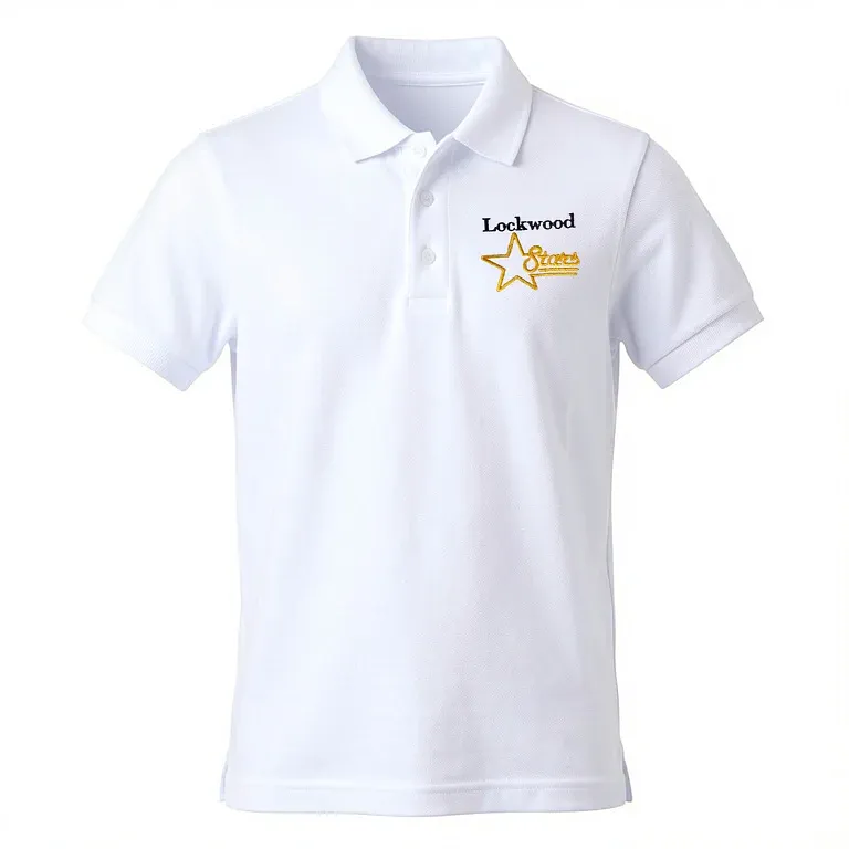 Lockwood Elementary White Polo Shirt with embroidered school logo