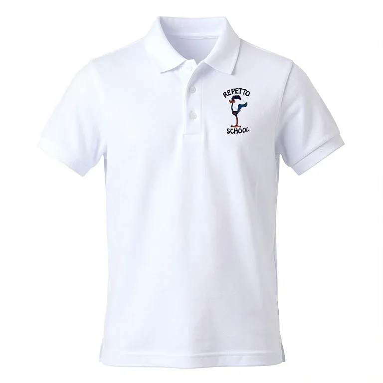 Repetto Elementary White Polo Shirt with embroidered school logo