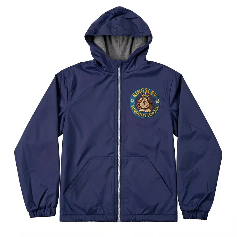 Kingsley Elementary School Navy Nylon Jacket with embroidered school logo