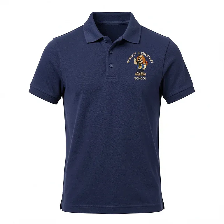 Bassett Street Elementary Navy Polo Shirt with embroidered school logo