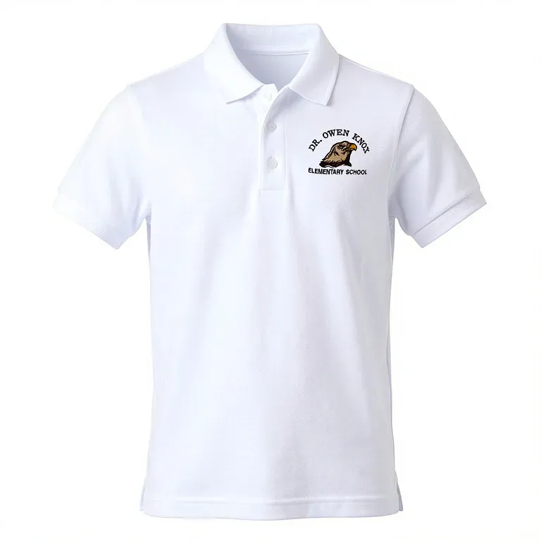 Dr. Owen Knox Elementary White Polo Shirt with embroidered school logo