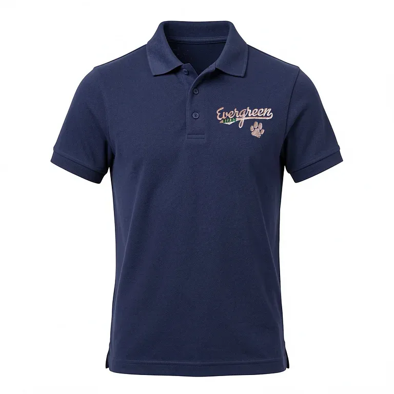 Evergreen Elementary Navy Polo Shirt with embroidered school logo