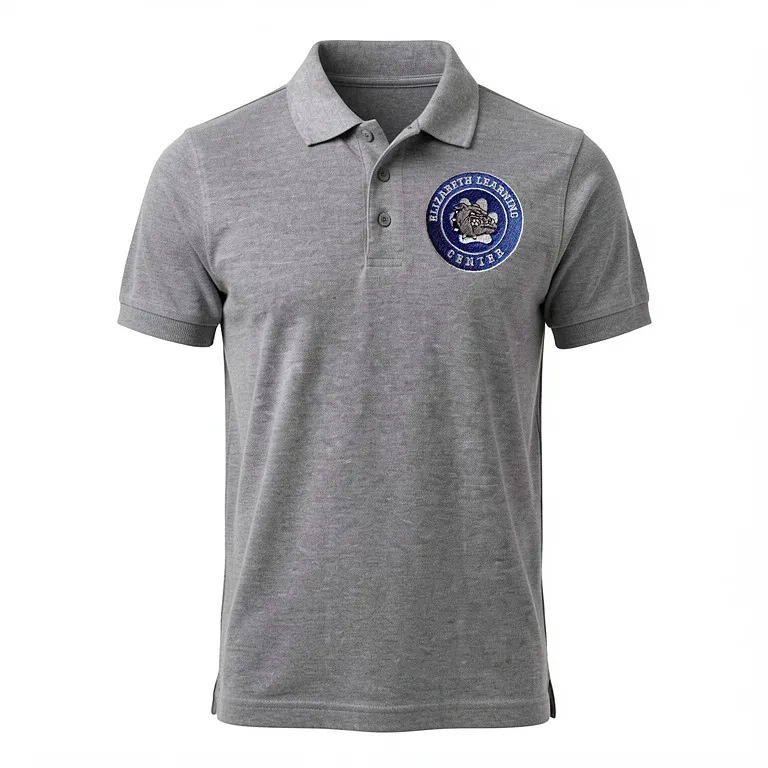 Elizabeth Learning Center Gray Polo Shirt with embroidered school logo