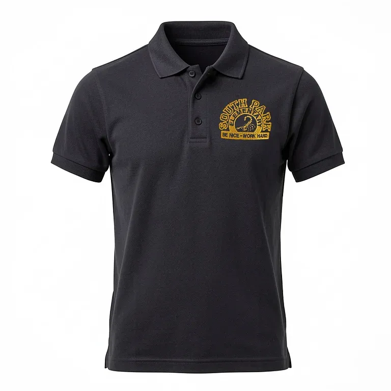 South Park Elementary School Black Polo Shirt with embroidered school logo