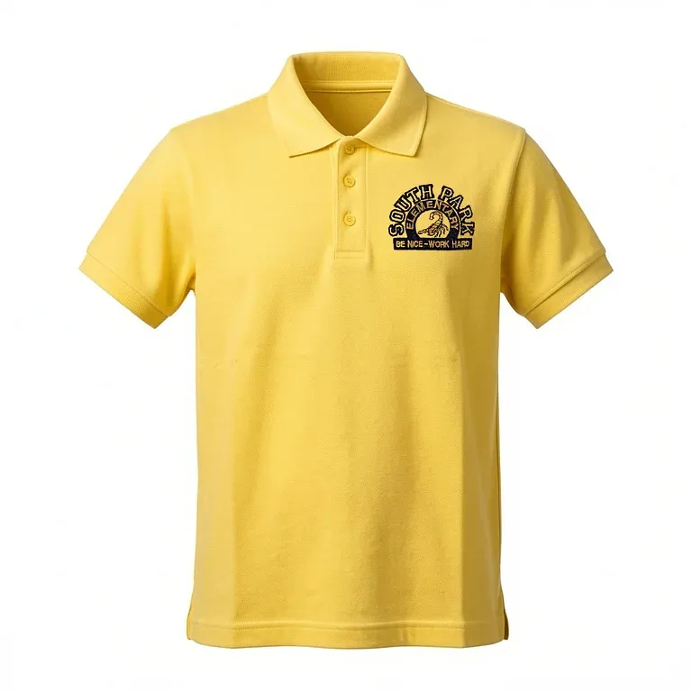 South Park Elementary School Bright Yellow Polo Shirt with embroidered school logo