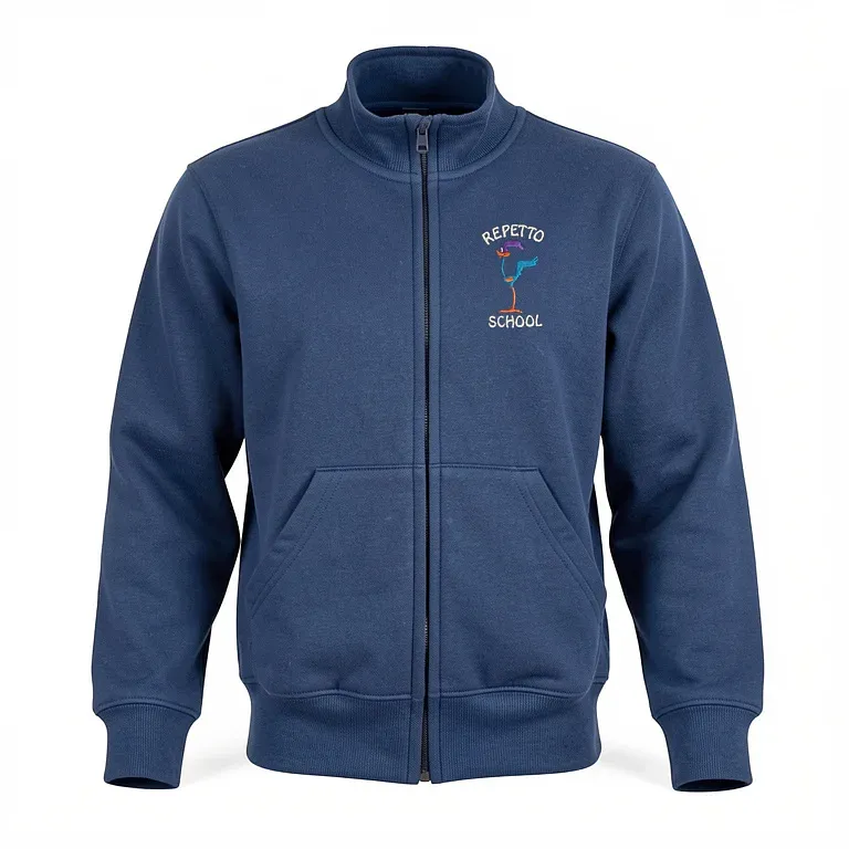 Repetto Elementary Navy Full Zip Sweatshirt (no Hood) with embroidered school logo