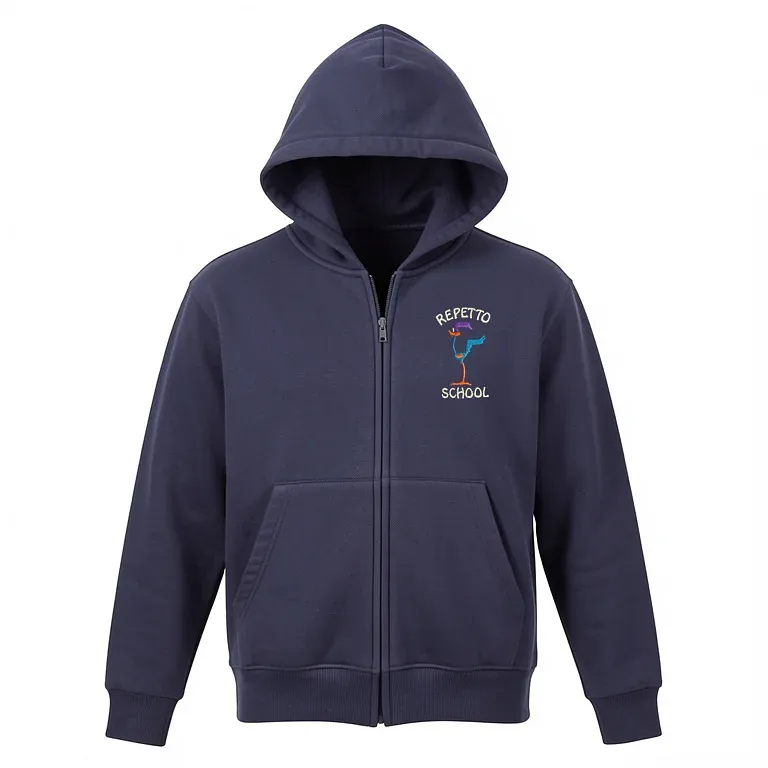 Repetto Elementary Navy Full Zip Sweatshirt (with Hood) with embroidered school logo