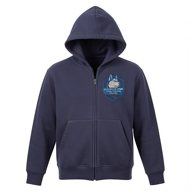 Rosewood Stem Magnet Navy Full Zip Sweatshirt (with Hood) with embroidered school logo