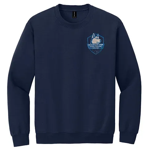 Rosewood Stem Magnet Navy Crewneck Sweatshirt with embroidered school logo