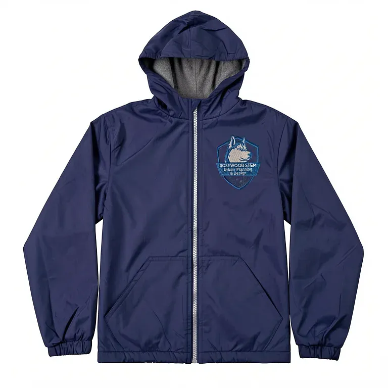 Rosewood Stem Magnet Navy Nylon Jacket with embroidered school logo