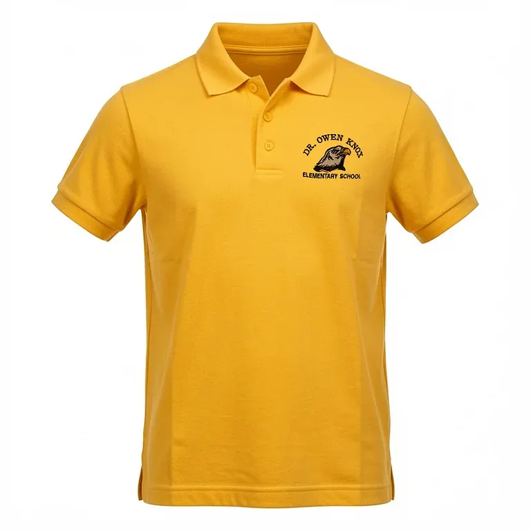 Dr. Owen Knox Elementary Gold Polo Shirt with embroidered school logo