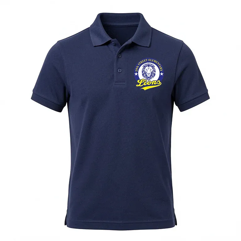 59th Street Elementary Navy Polo Shirt with embroidered school logo