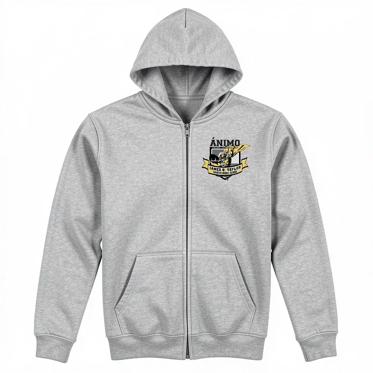 Animo James B. Taylor Middle School Gray Full Zip Sweatshirt (with Hood) with embroidered school logo