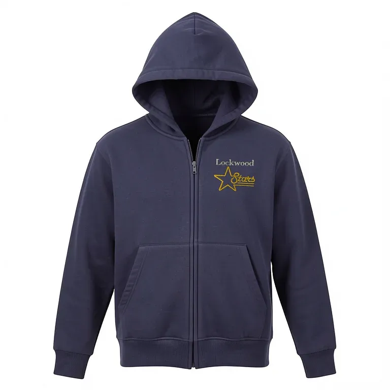 Lockwood Elementary Navy Full Zip Sweatshirt (with Hood) with embroidered school logo