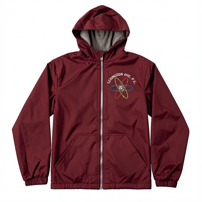 Lexington Ave Primary Center Burgandy Nylon Jacket with embroidered school logo