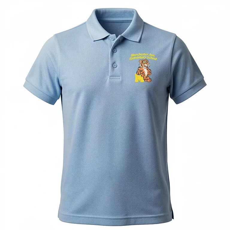 Manchester Ave Elementary School Light Blue Polo Shirt with embroidered school logo