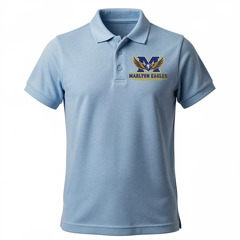 Marlton School Light Blue Polo Shirt with embroidered school logo