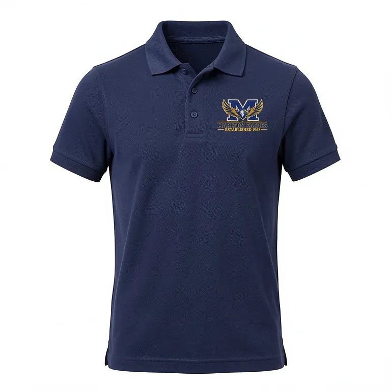 Marlton School Navy Polo Shirt with embroidered school logo
