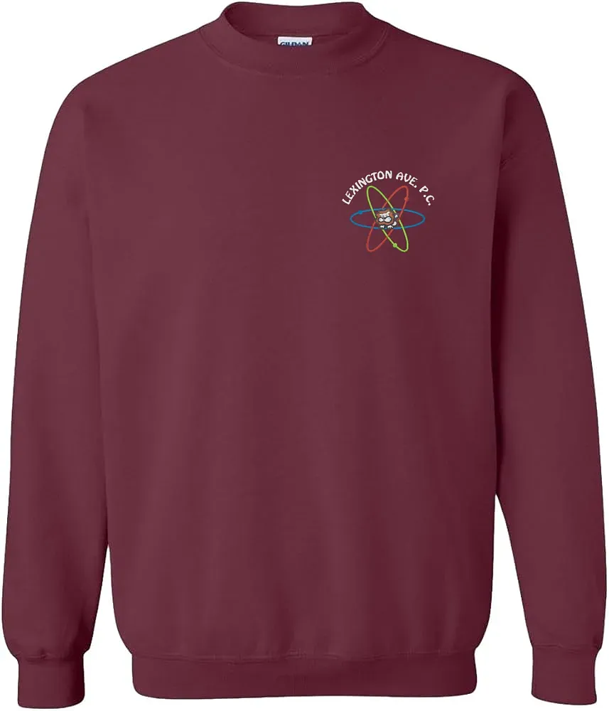 Lexington Ave Primary Center Burgandy Crewneck Sweatshirt with embroidered school logo