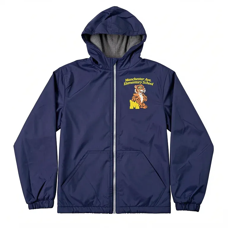 Manchester Ave Elementary School Navy Nylon Jacket with embroidered school logo