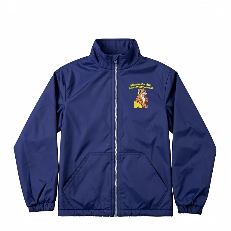 Manchester Ave Elementary School Navy Nylon Jacket (No Hood) with embroidered school logo
