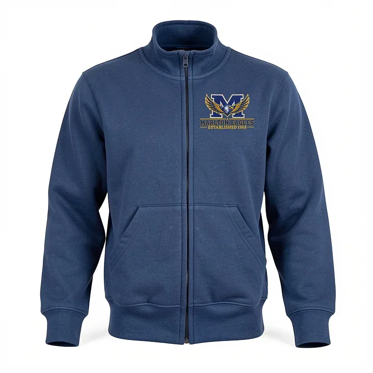 Marlton School Navy Full Zip Sweatshirt (no Hood) with embroidered school logo