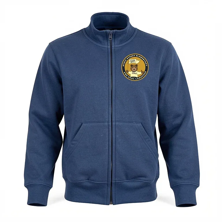 State Street Elementary School Navy Full Zip Sweatshirt (no Hood) with embroidered school logo