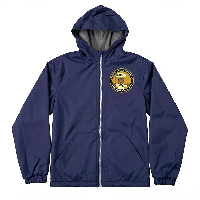 State Street Elementary School Navy Nylon Jacket with embroidered school logo