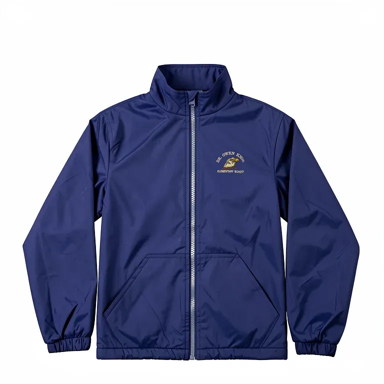 Dr. Owen Knox Elementary Navy Nylon Jacket (No Hood) with embroidered school logo
