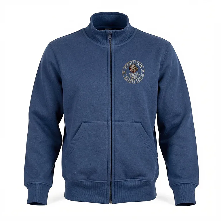 Griffith Steam Magnet Navy Full Zip Sweatshirt (no Hood) with embroidered school logo