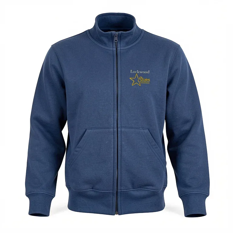 Lockwood Elementary Navy Full Zip Sweatshirt (no Hood) with embroidered school logo