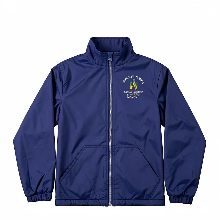 Crescent Heights Elementary School Navy Nylon Jacket (No Hood) with embroidered school logo