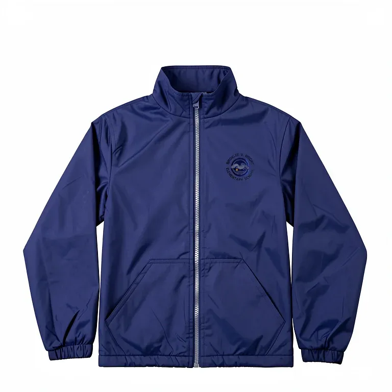 Birdielee V. Bright Elementary Navy Nylon Jacket (No Hood) with embroidered school logo