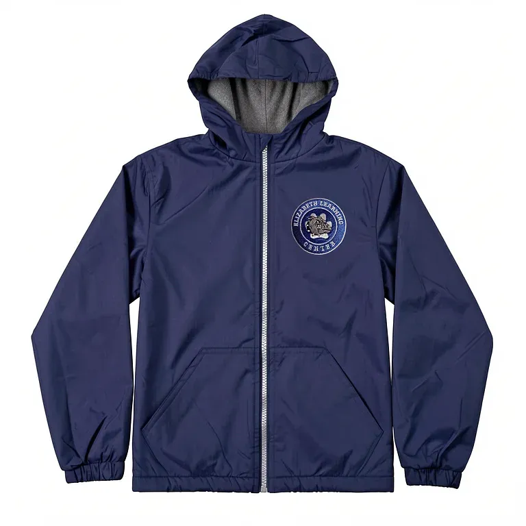 Elizabeth Learning Center Navy Nylon Jacket with embroidered school logo