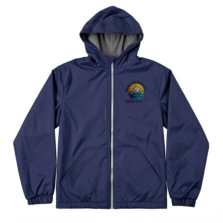 Harbor City Elementary School Navy Nylon Jacket with embroidered school logo