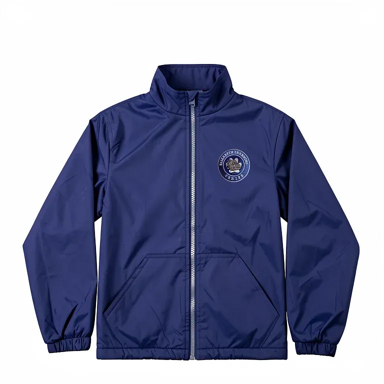 Elizabeth Learning Center Navy Nylon Jacket (No Hood) with embroidered school logo