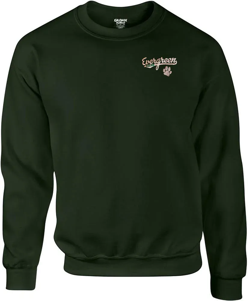 Evergreen Elementary Green Crewneck Sweatshirt with embroidered school logo