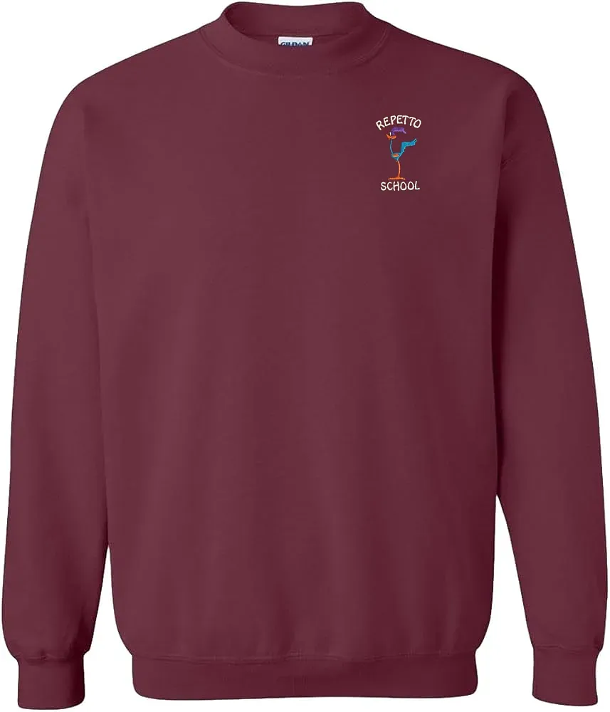 Repetto Elementary Burgandy Crewneck Sweatshirt with embroidered school logo
