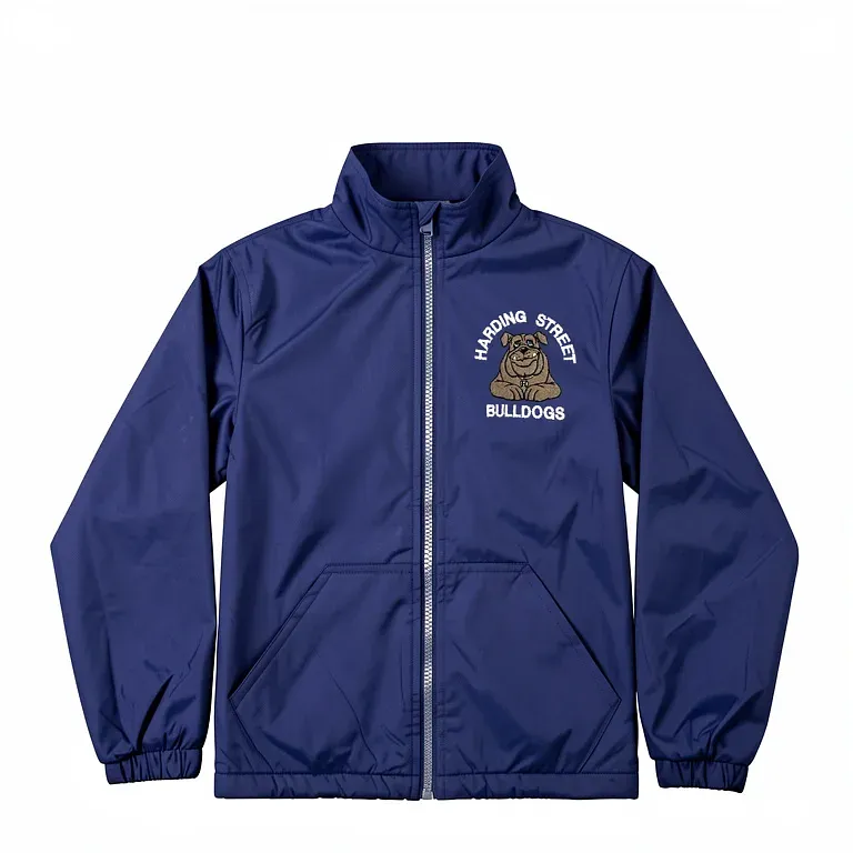 Harding Street Elementary Navy Nylon Jacket (No Hood) with embroidered school logo